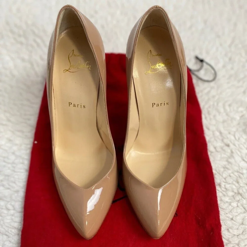 Christian Louboutin Pumps Beige Tan Patent Leather Simple - Picture 2 of 12
